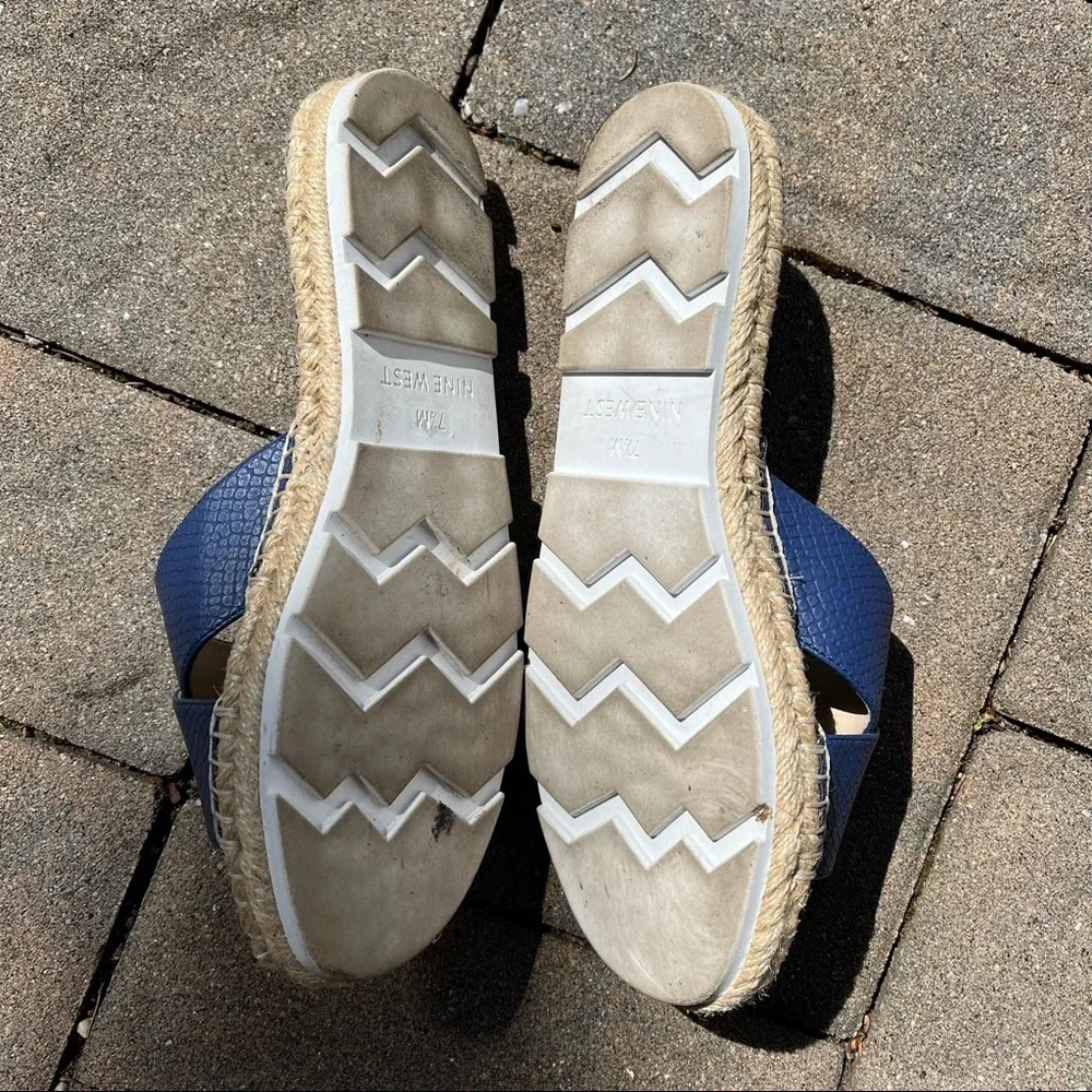 Nine West Platform Esphadrilles Slide Sandal Blue Navy Size 7.5